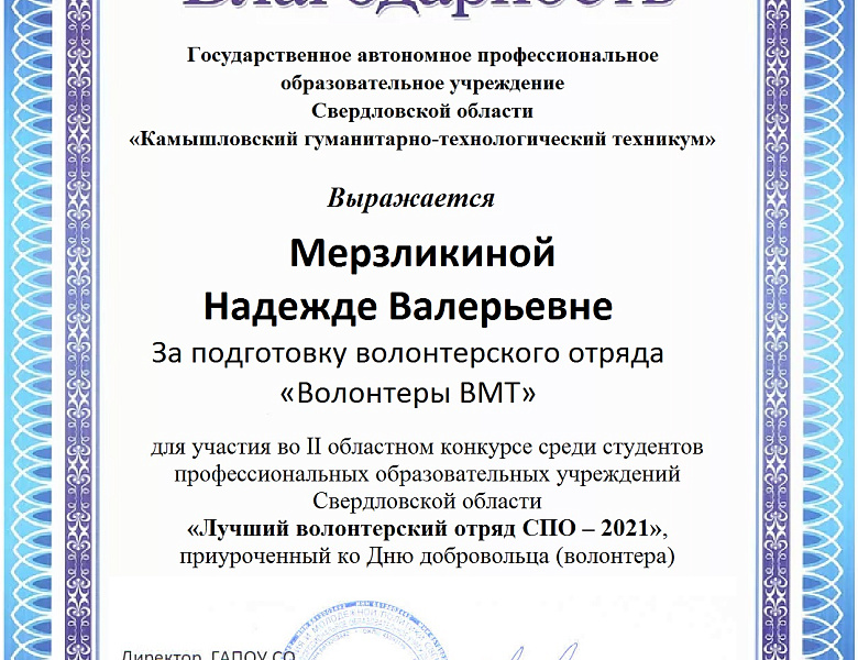 Итоги областного конкурса среди студентов СПО "Лучший волонтёрский отряд 2021"